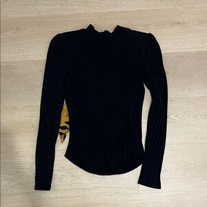 Free People Black Ribbed Women's Top